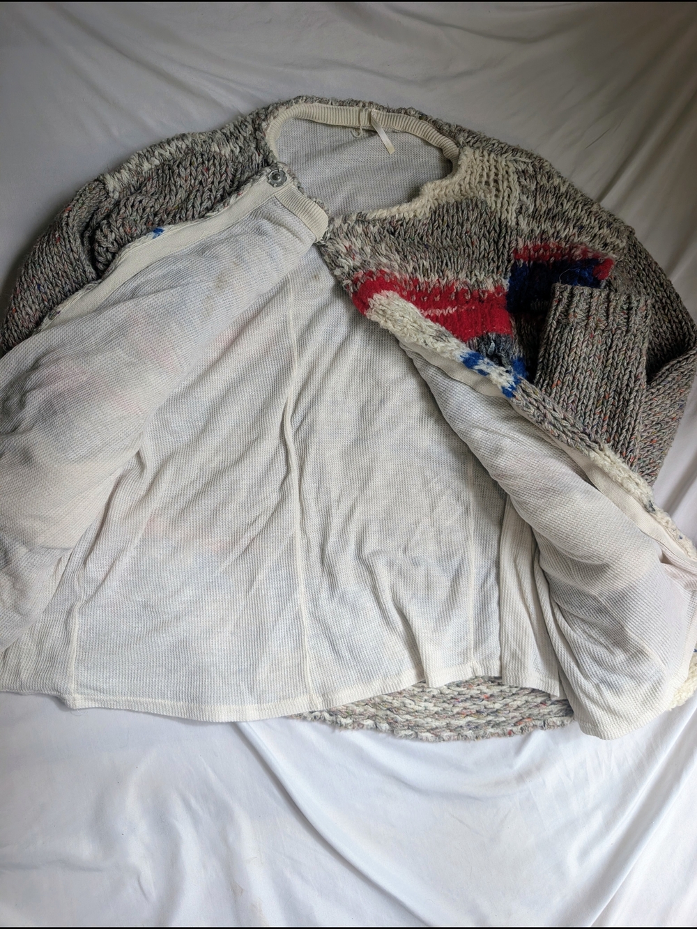 Free People "Fireworks" Chunky Wool Knit Cardigan Sweater - Picture 6 of 11